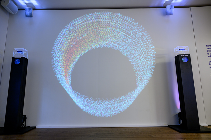 Particle Physics Installation by Christo Squier, ambient generative art gallery piece