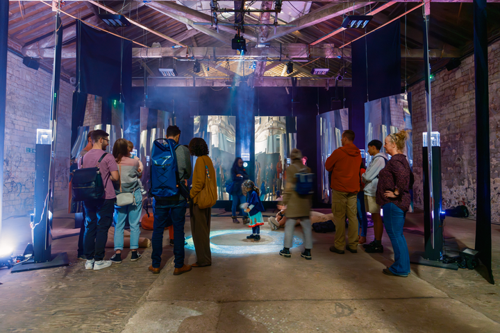 Particle Shrine by Christo Squier. Immersive audiovisual generative art installation. Science Gallery London. Particle Physics and Cosmic rays.