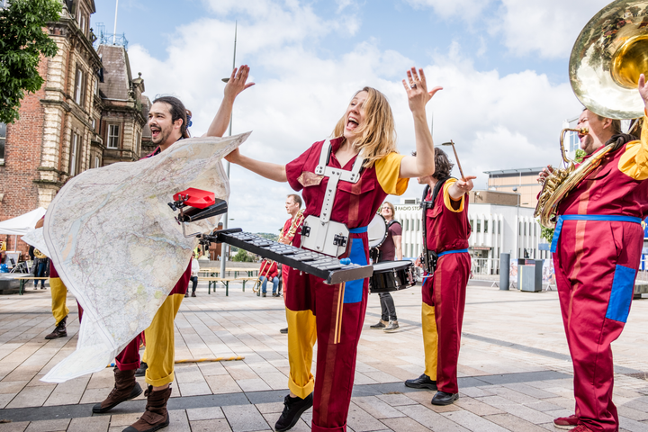 Perhaps Contraption present The Journey. A promenade street performance with integrated sign language, contemporary dance and visual vernacular