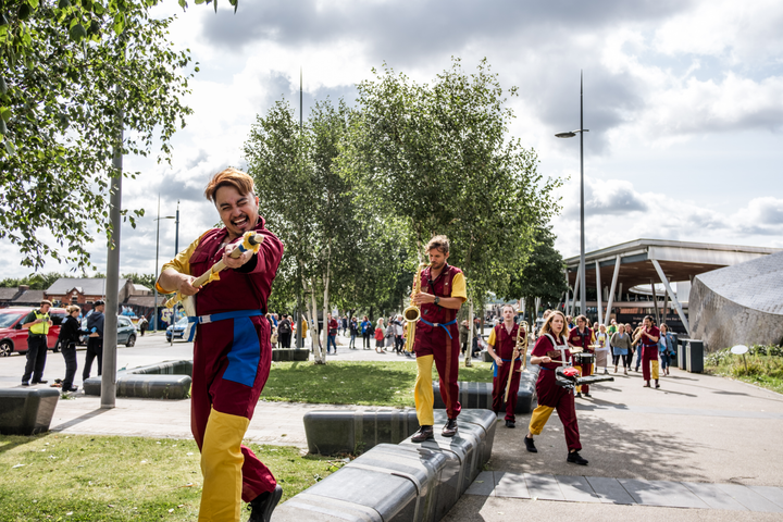 Perhaps Contraption present The Journey. A promenade street performance with integrated sign language, contemporary dance and visual vernacular