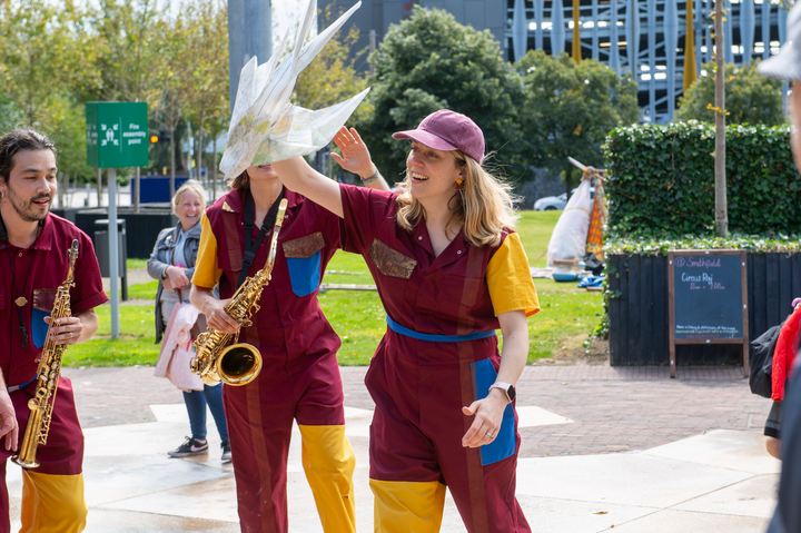 Perhaps Contraption present The Journey. A promenade street performance with integrated sign language, contemporary dance and visual vernacular