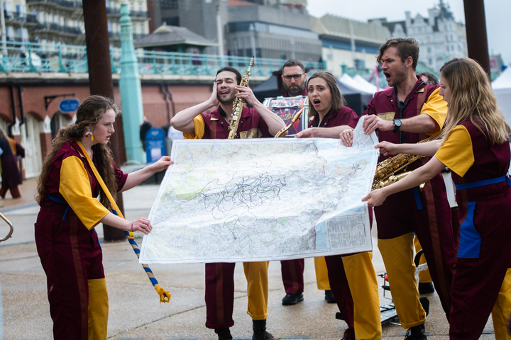 Perhaps Contraption present The Journey. A promenade street performance with integrated sign language, contemporary dance and visual vernacular