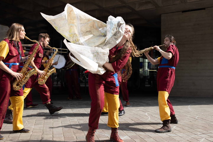 Perhaps Contraption present The Journey. A promenade street performance with integrated sign language, contemporary dance and visual vernacular