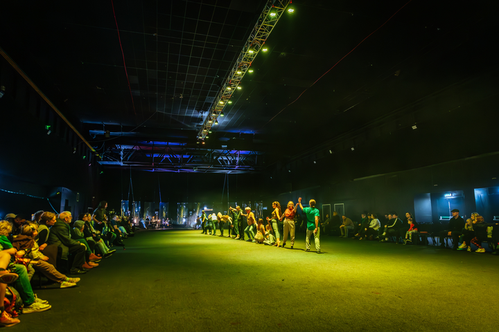 Particle Dance at Magna Science Adventure Centre. Improvised contemporary dance and music performance influenced by particle physics. Concept by Christo Squier