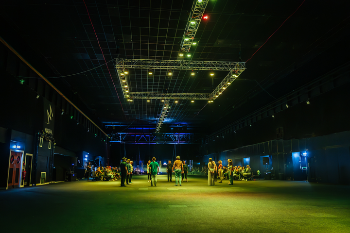 Particle Dance at Magna Science Adventure Centre. Improvised contemporary dance and music performance influenced by particle physics. Concept by Christo Squier